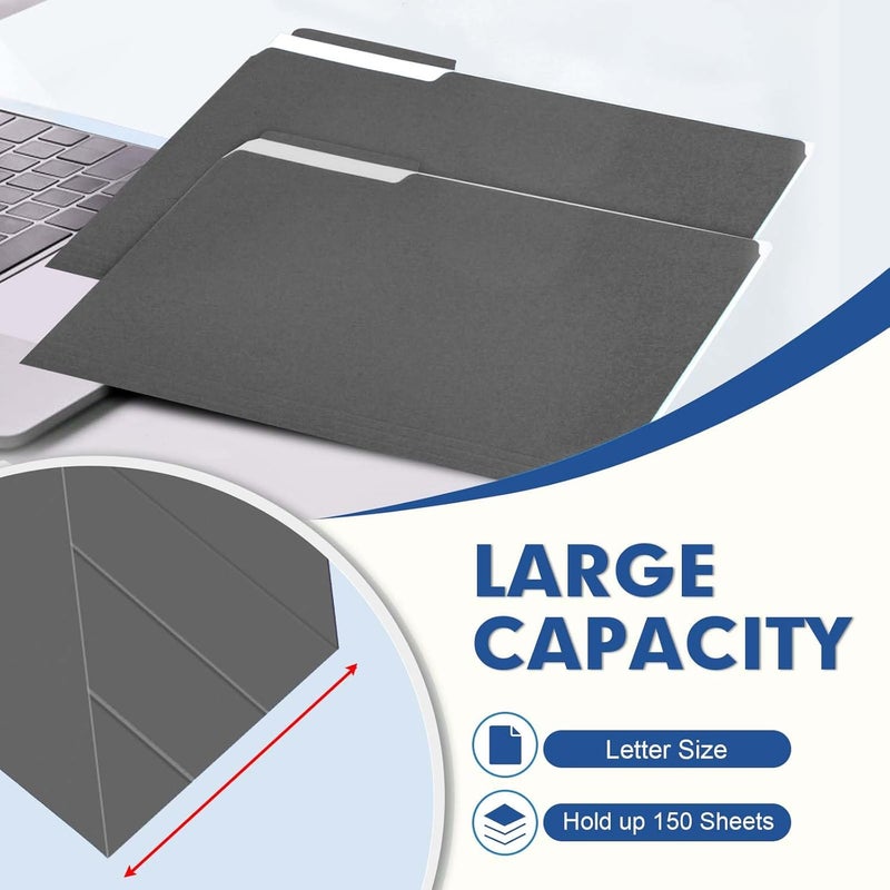 PANDRI File Folder, 120 Pack File Folder, 1/3 Cut Tab, Letter Size, Filing Folder for Office School Business, Dark Gray - Image 4